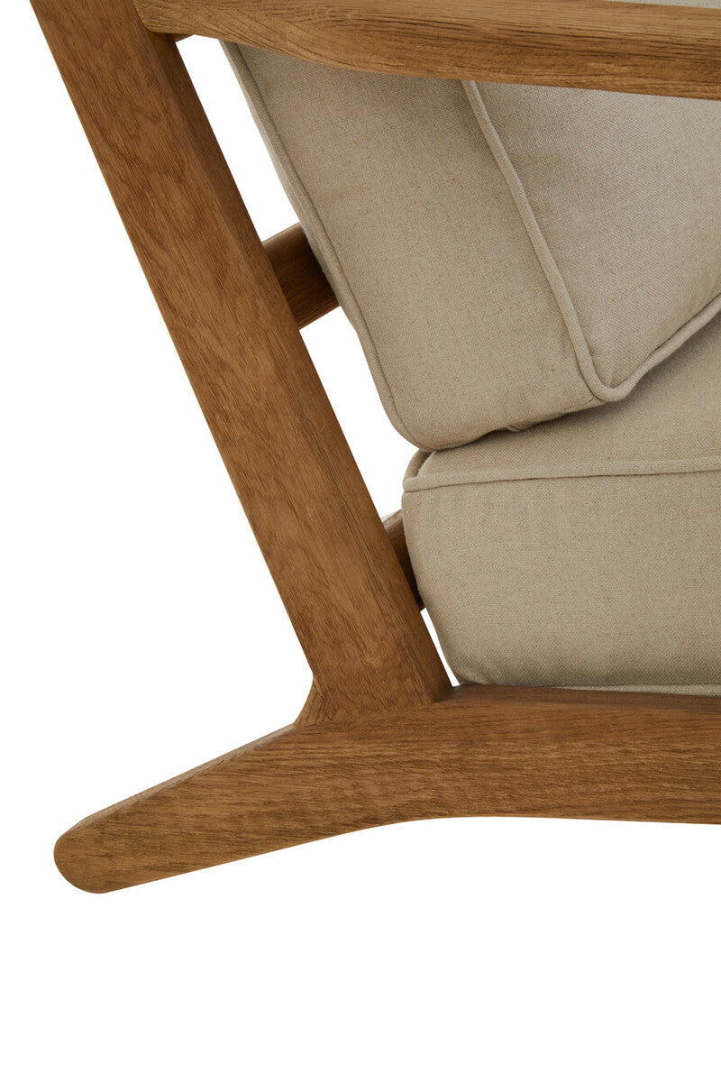 Hector Natural Linen and Dark Oak Wood Armchair