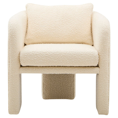 Ozzero Ivory Boucle Fabric Curved Armchair