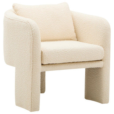 Ozzero Ivory Boucle Fabric Curved Armchair