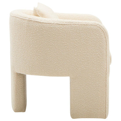 Ozzero Ivory Boucle Fabric Curved Armchair