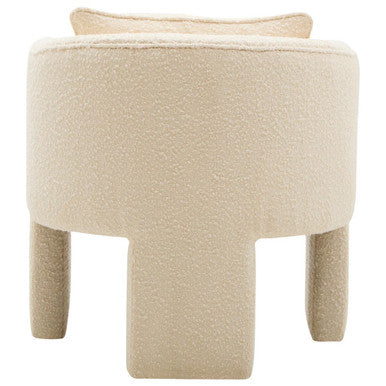 Ozzero Ivory Boucle Fabric Curved Armchair
