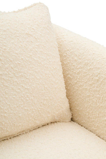 Ozzero Ivory Boucle Fabric Curved Armchair
