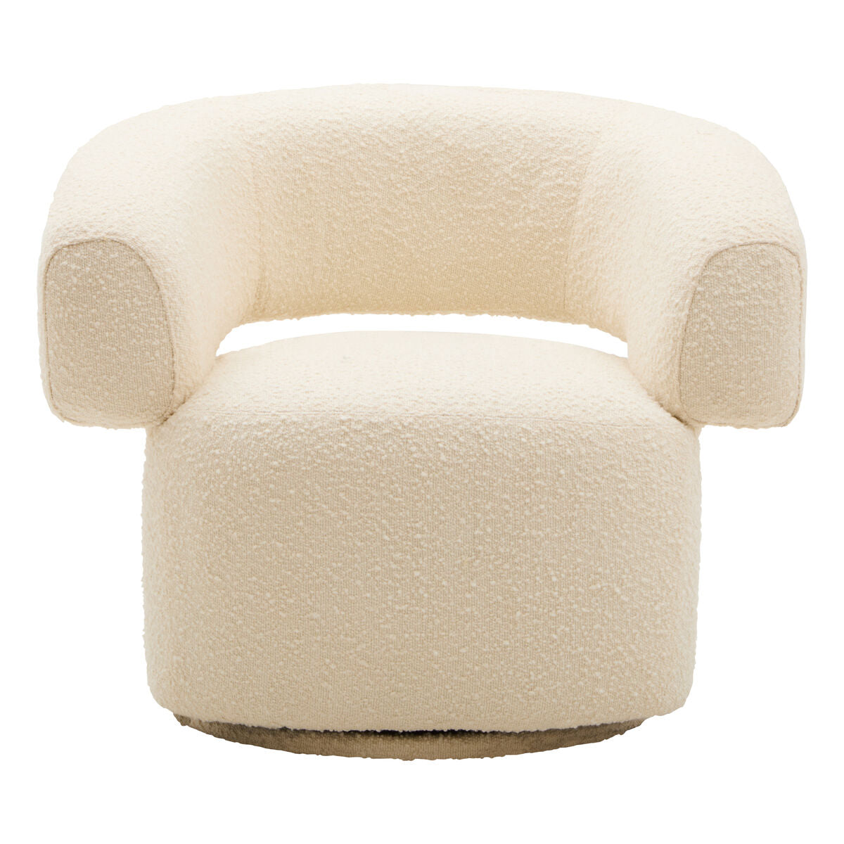 Oliveto Ivory Boucle Fabric Curved Swivel Armchair