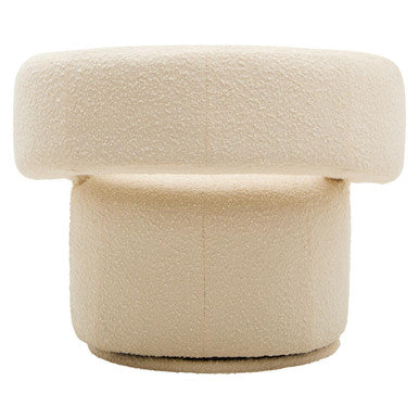 Oliveto Ivory Boucle Fabric Curved Swivel Armchair