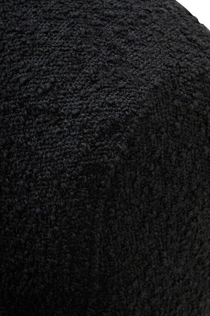 Oliveto Black Boucle Curved Swivel Armchair