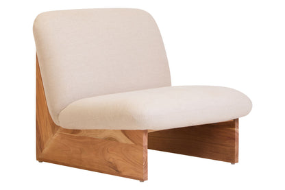 Parova Cream Textured Linen Armless Chair