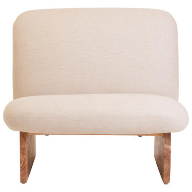 Parova Cream Textured Linen Armless Chair