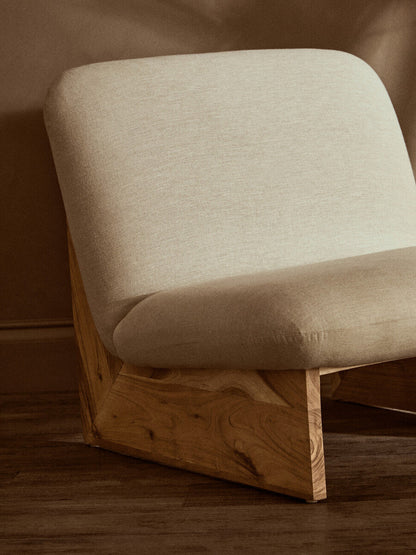 Parova Cream Textured Linen Armless Chair