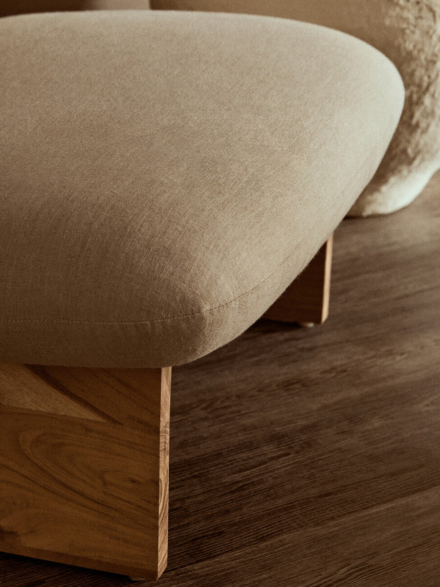 Parova Cream Textured Linen Armless Chair