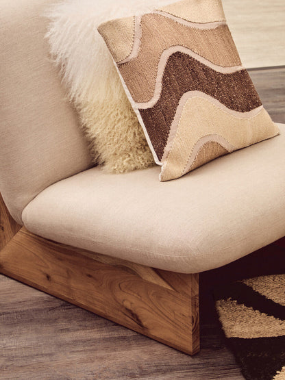 Parova Cream Textured Linen Armless Chair