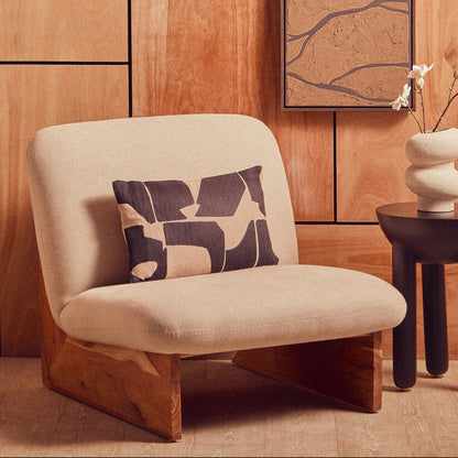 Parova Cream Textured Linen Armless Chair