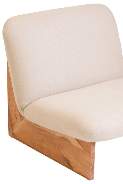 Parova Cream Textured Linen Armless Chair