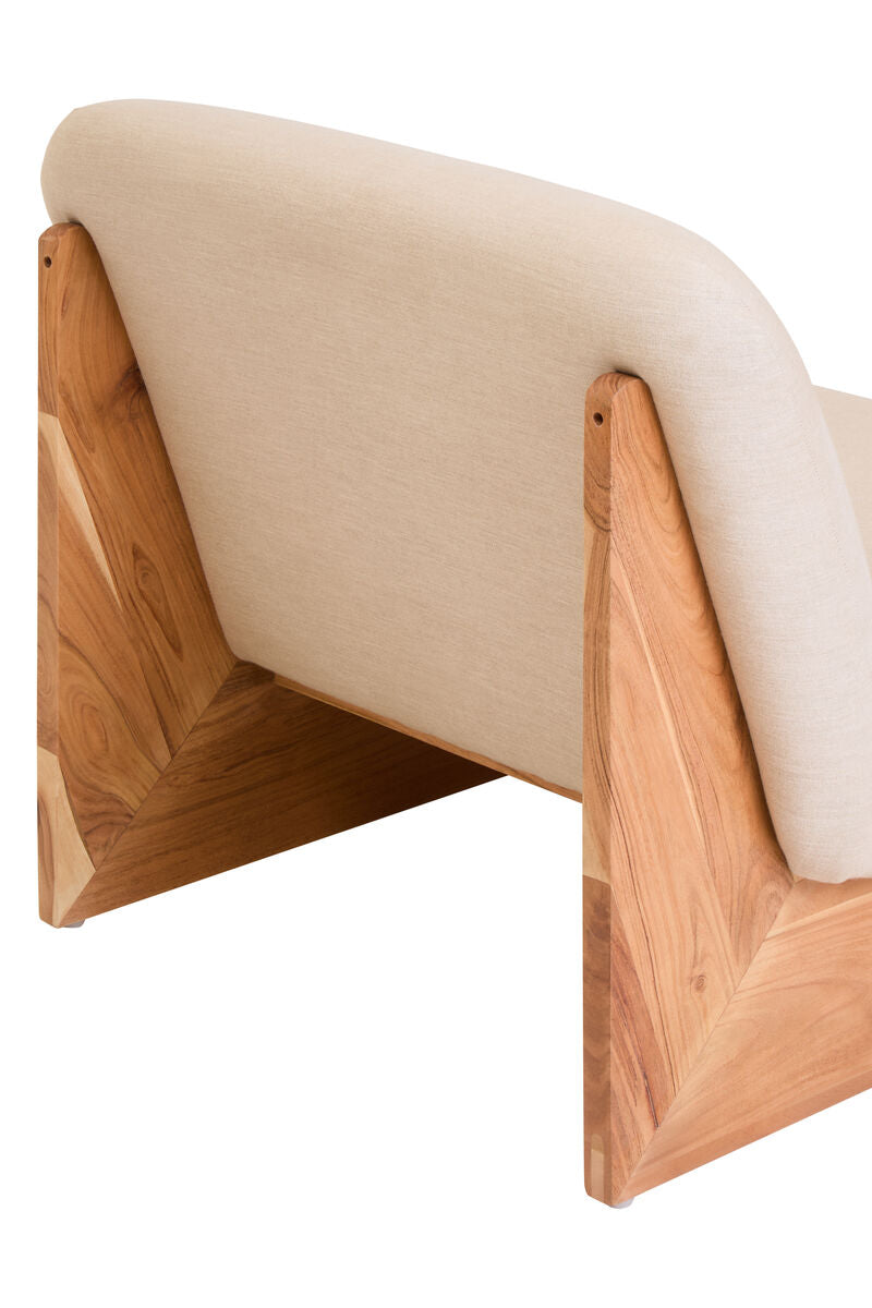 Parova Cream Textured Linen Armless Chair