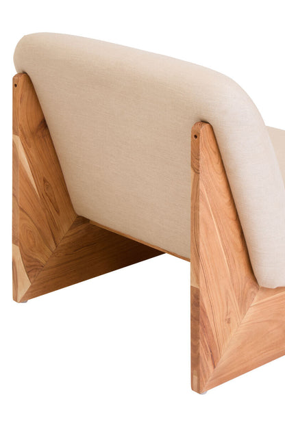 Parova Cream Textured Linen Armless Chair