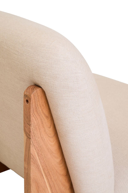 Parova Cream Textured Linen Armless Chair