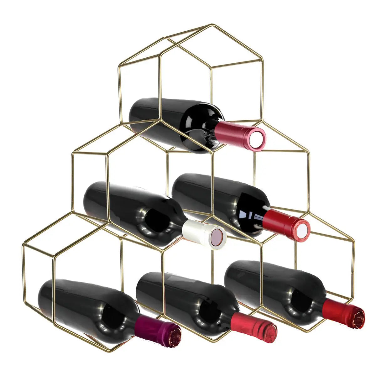6 Bottle Gold Finish Wine Rack | Vertex