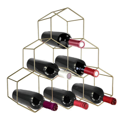 6 Bottle Gold Finish Wine Rack | Vertex
