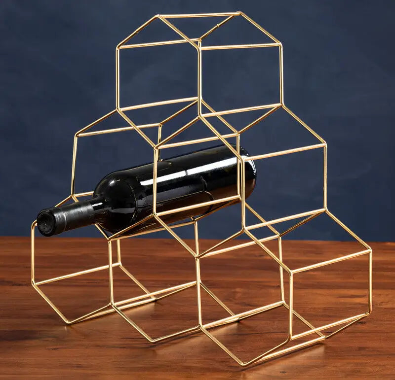6 Bottle Gold Finish Wine Rack | Vertex