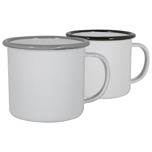 130ml Black/Grey White Enamel Espresso Cups - Pack of Four