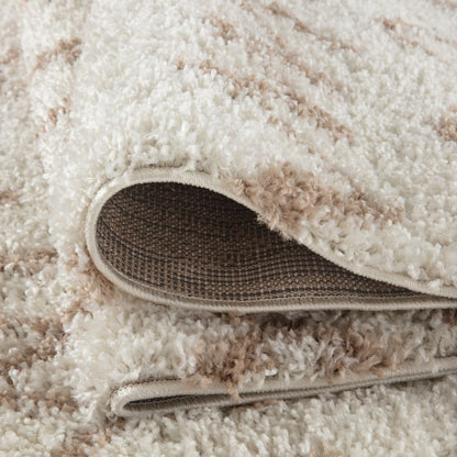 Moroccan Ivory Beige Shaggy Rug | 830