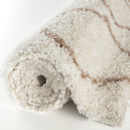 Moroccan Ivory Beige Shaggy Rug | 830