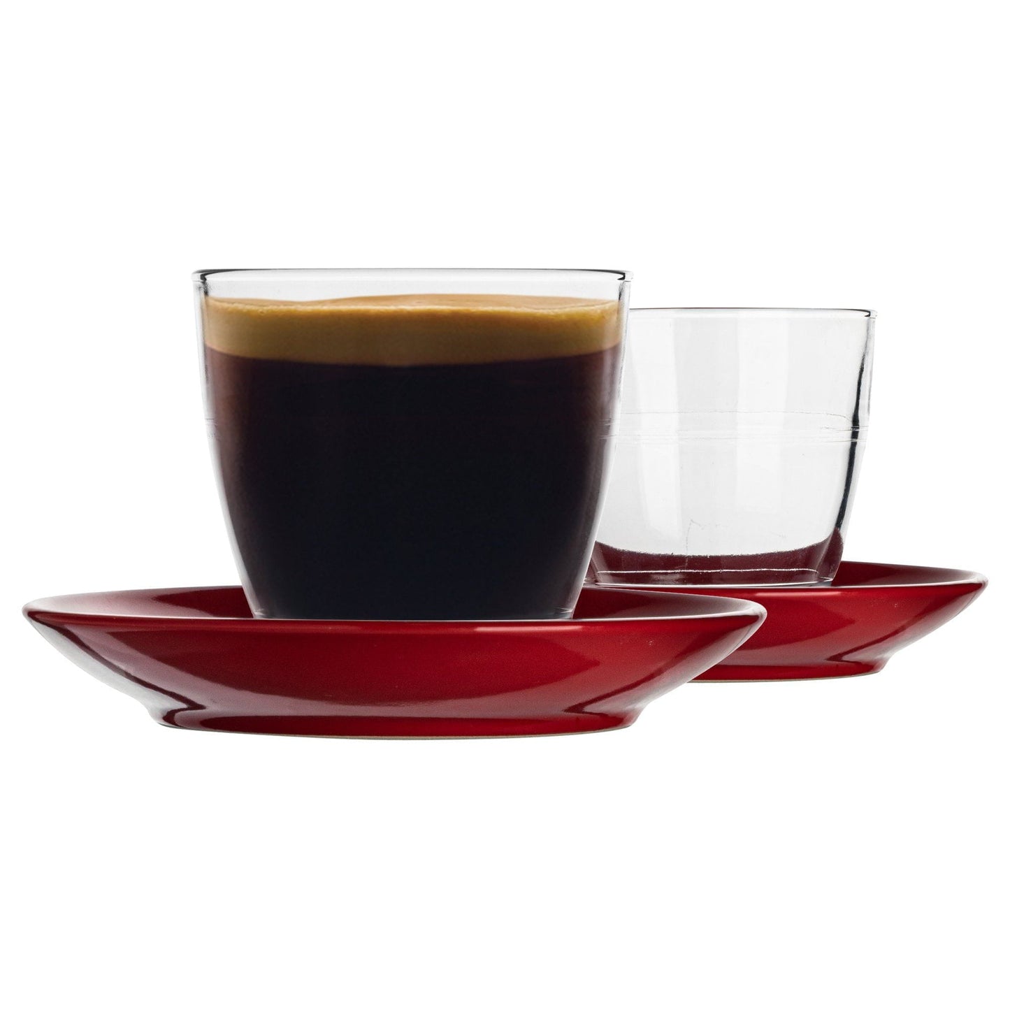 220ml Gigogne Glass Coffee Cups & Saucers - Pack of Six