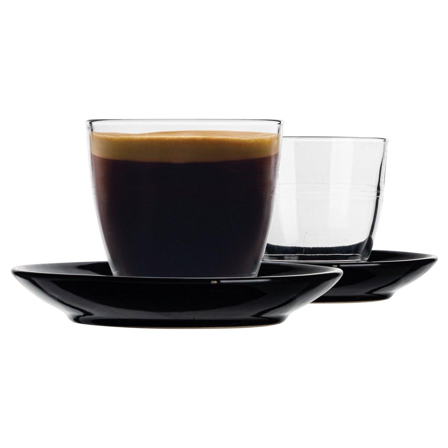220ml Gigogne Glass Coffee Cups & Saucers - Pack of Six