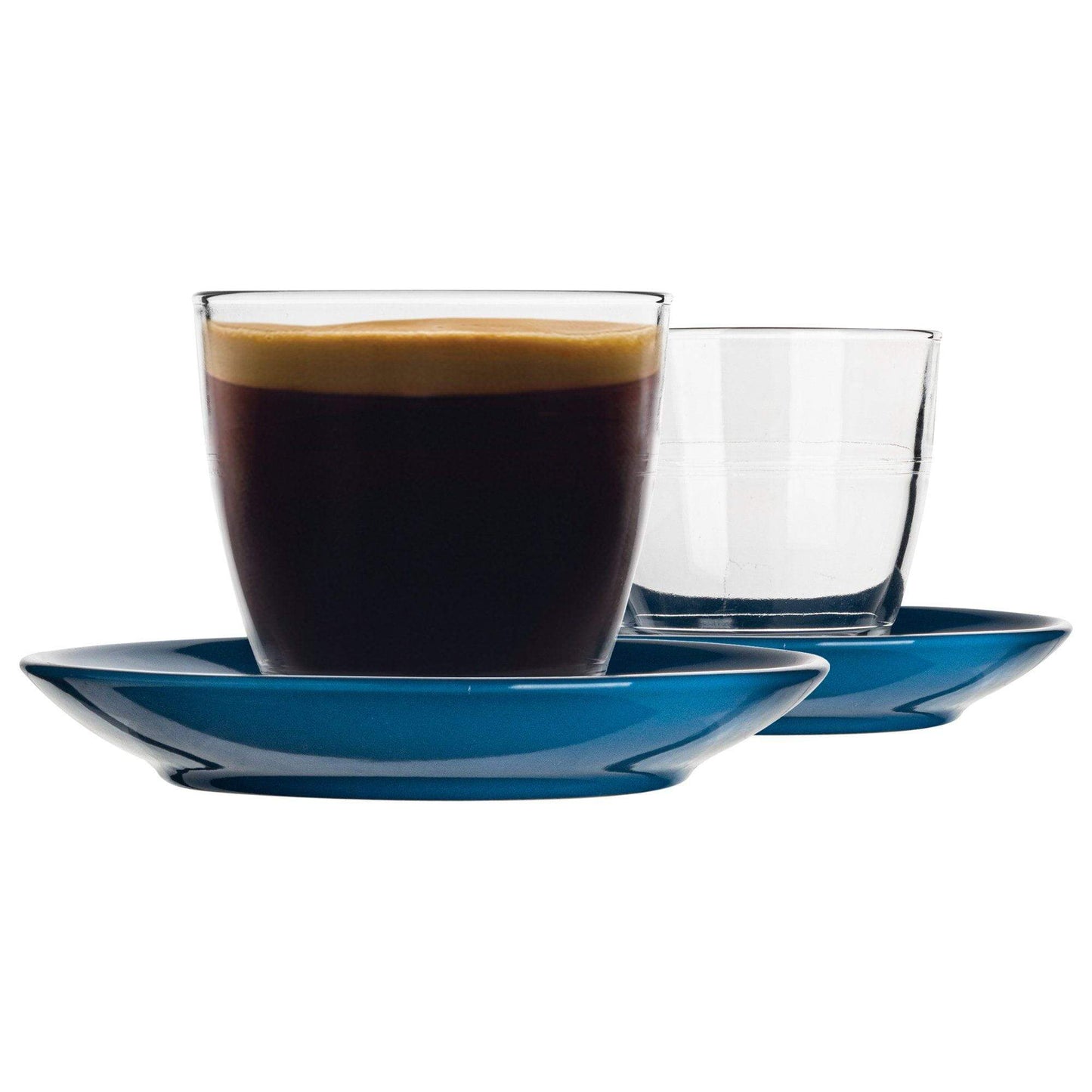220ml Gigogne Glass Coffee Cups & Saucers - Pack of Six