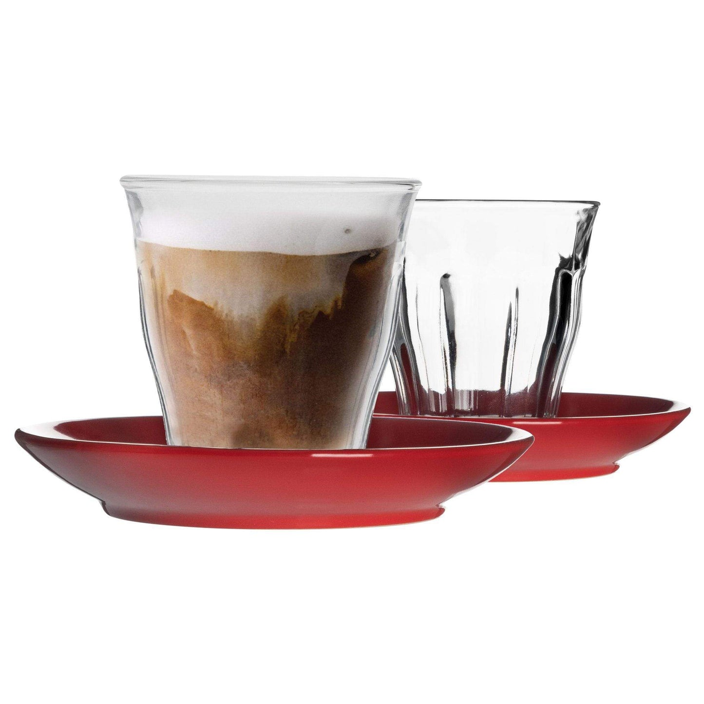 200ml Picardie Glass Coffee Cups & Saucers Set - Pack of Six