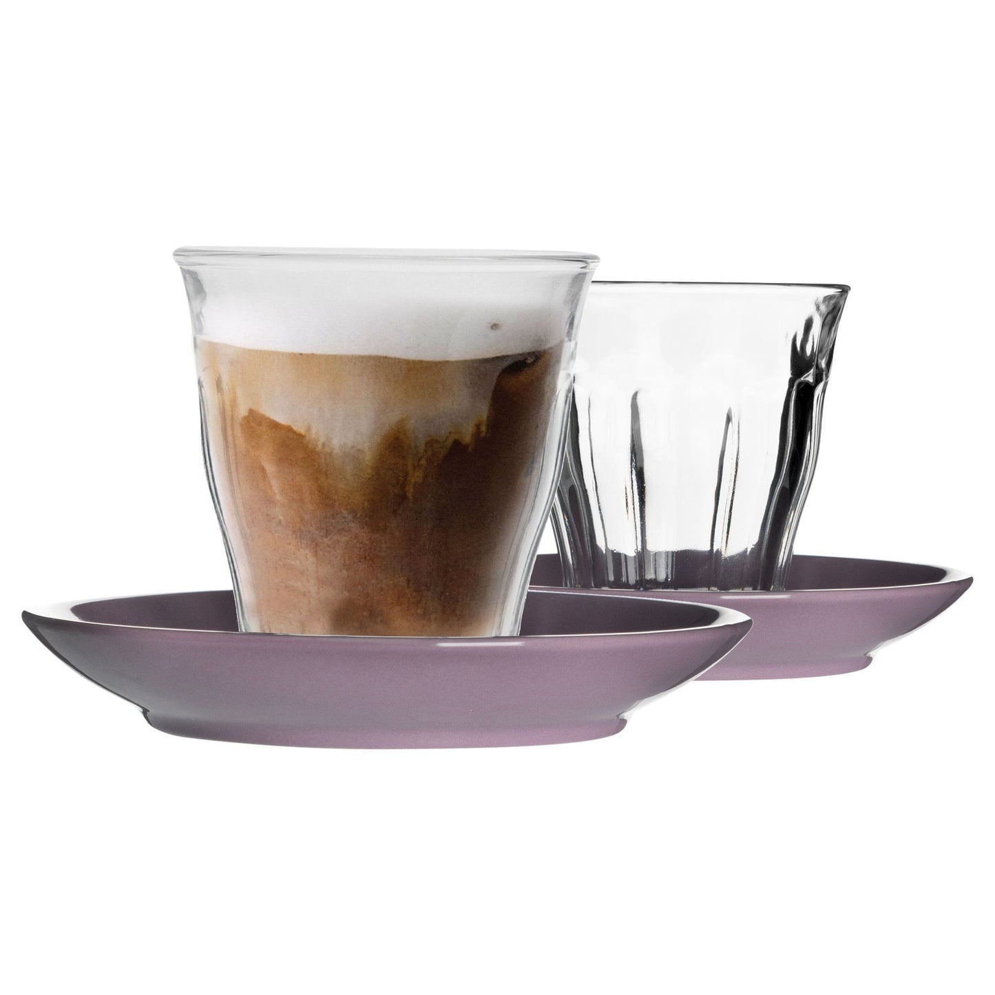 200ml Picardie Glass Coffee Cups & Saucers Set - Pack of Six