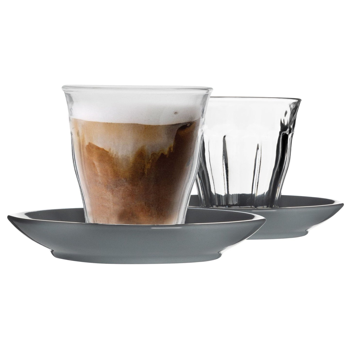 200ml Picardie Glass Coffee Cups & Saucers Set - Pack of Six