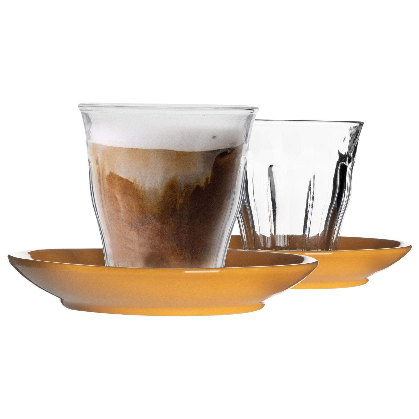 200ml Picardie Glass Coffee Cups & Saucers Set - Pack of Six