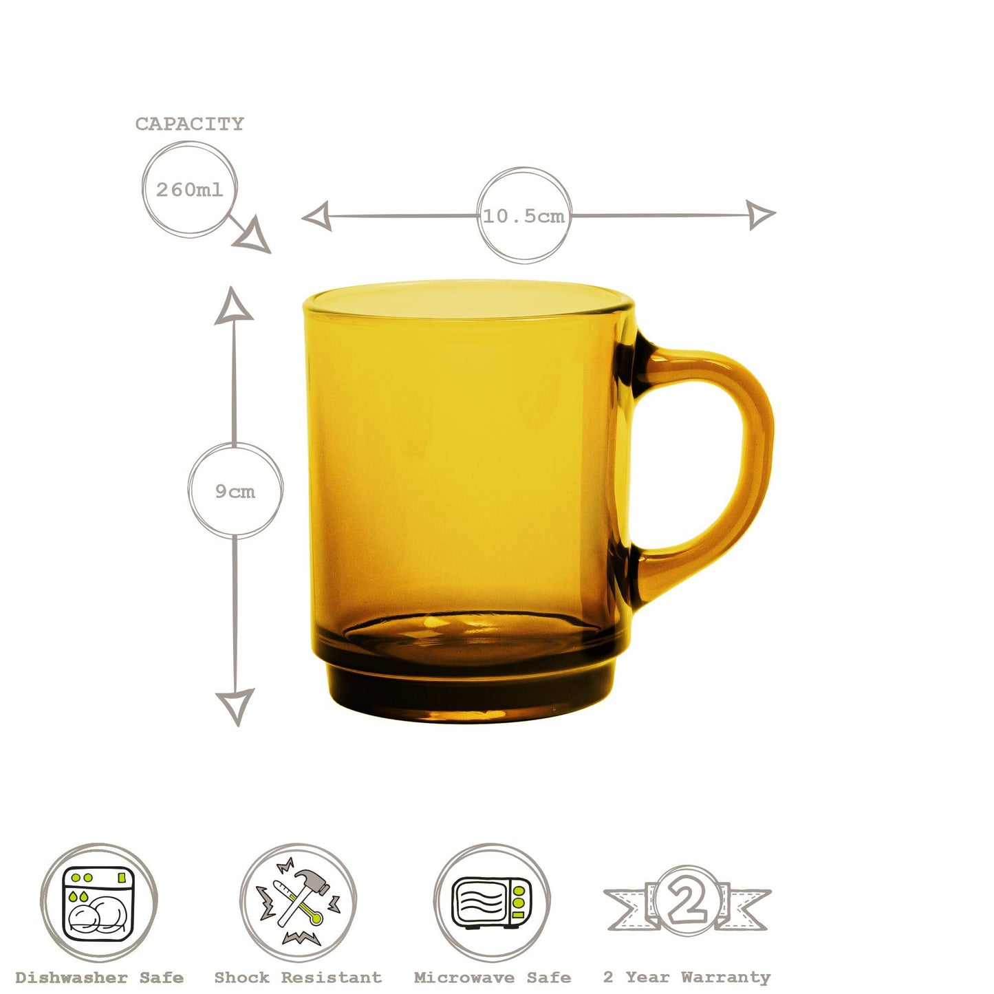 260ml Marine Versailles Coffee Glasses - Pack of Six