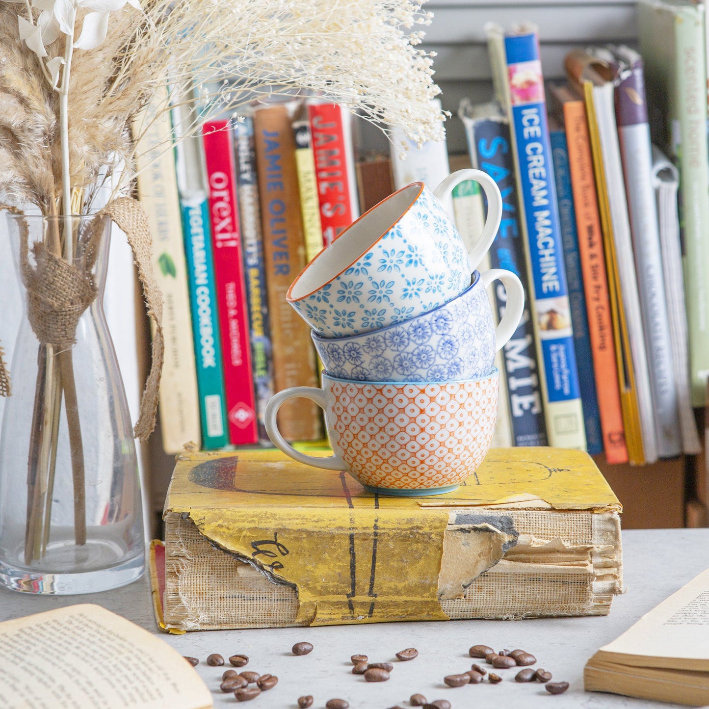 250ml Orange Hand Printed Stoneware Cappuccino Cup