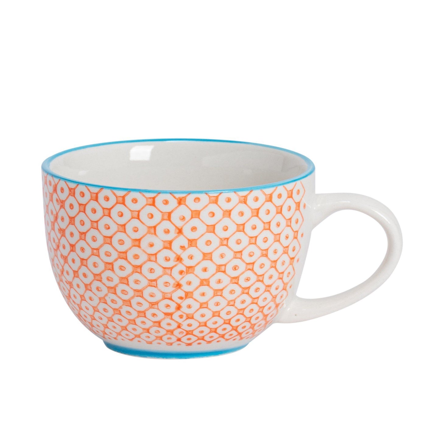 250ml Orange Hand Printed Stoneware Cappuccino Cup