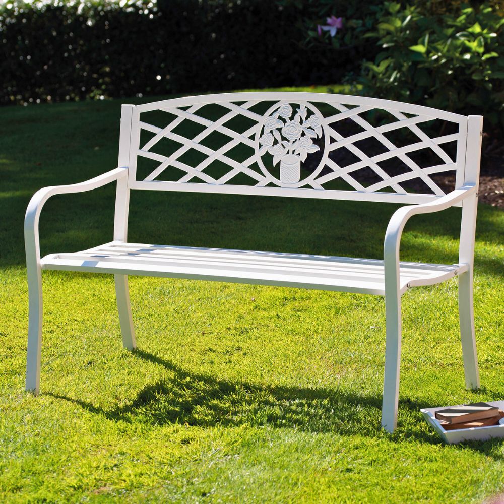 Coalbrookdale 2-Seater Garden Bench in Antique Bronze or Satin White