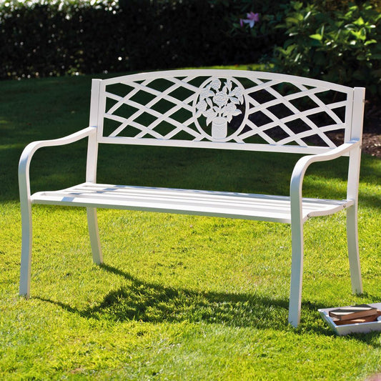 Coalbrookdale 2-Seater Garden Bench in Antique Bronze or Satin White