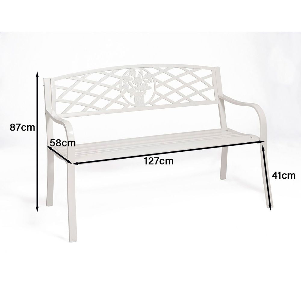 Coalbrookdale 2-Seater Garden Bench in Antique Bronze or Satin White