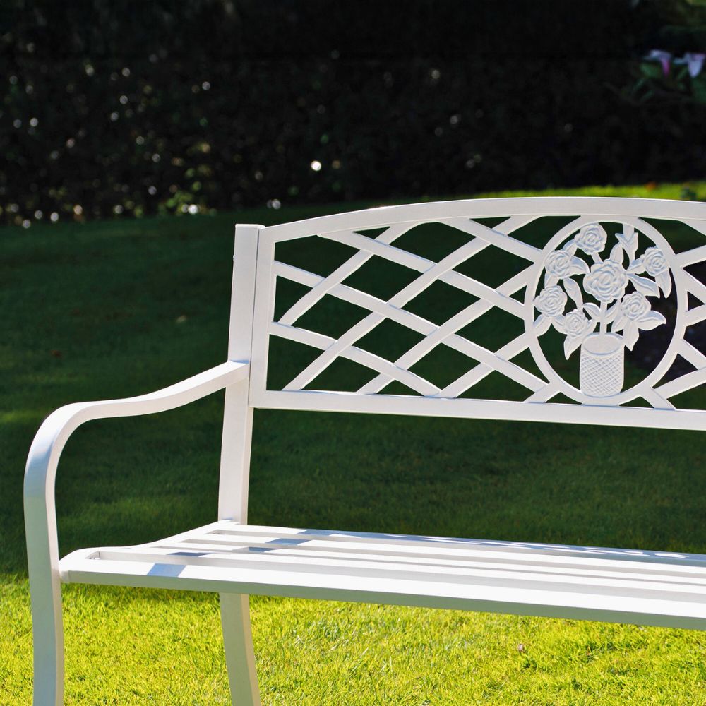 Coalbrookdale 2-Seater Garden Bench in Antique Bronze or Satin White