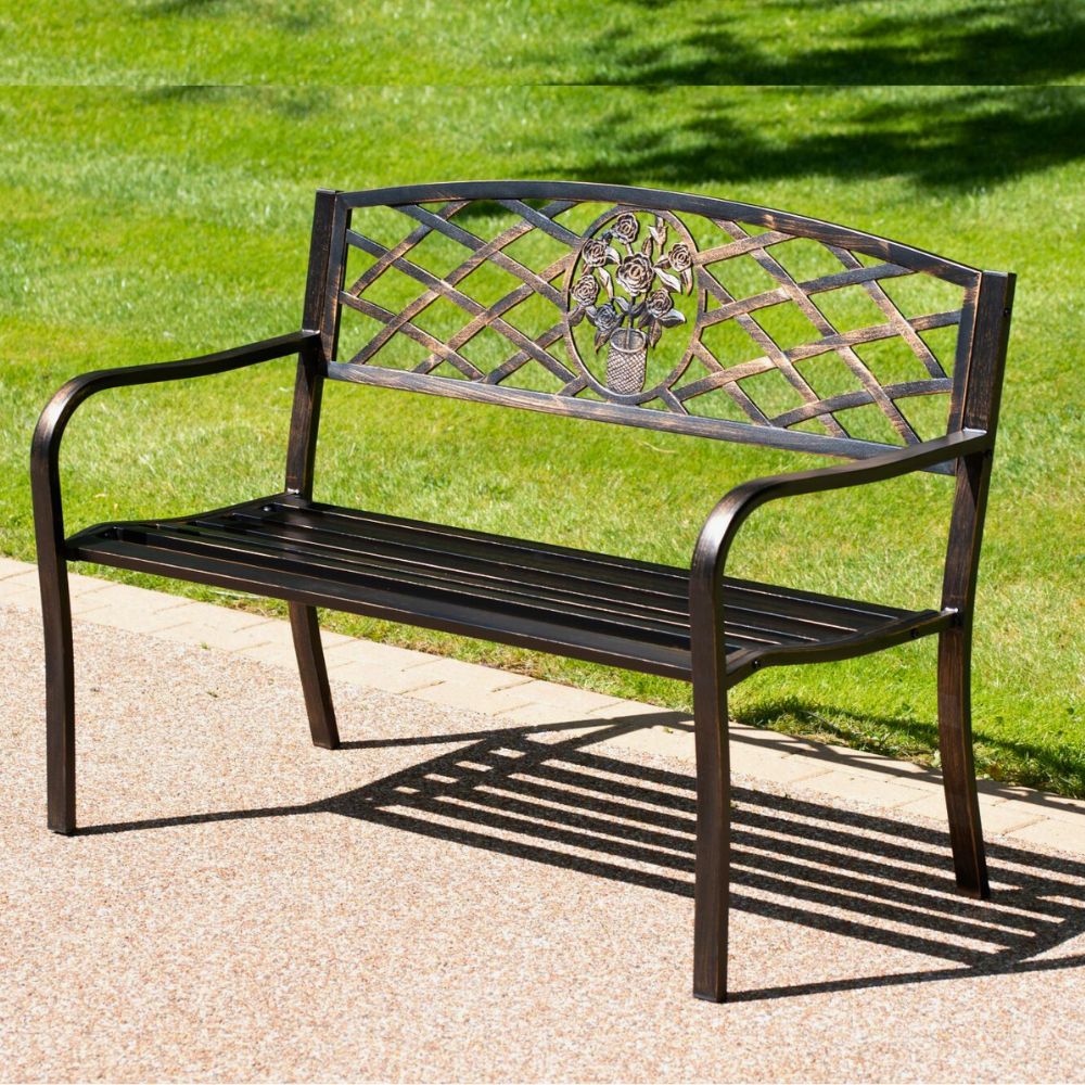 Coalbrookdale 2-Seater Garden Bench in Antique Bronze or Satin White