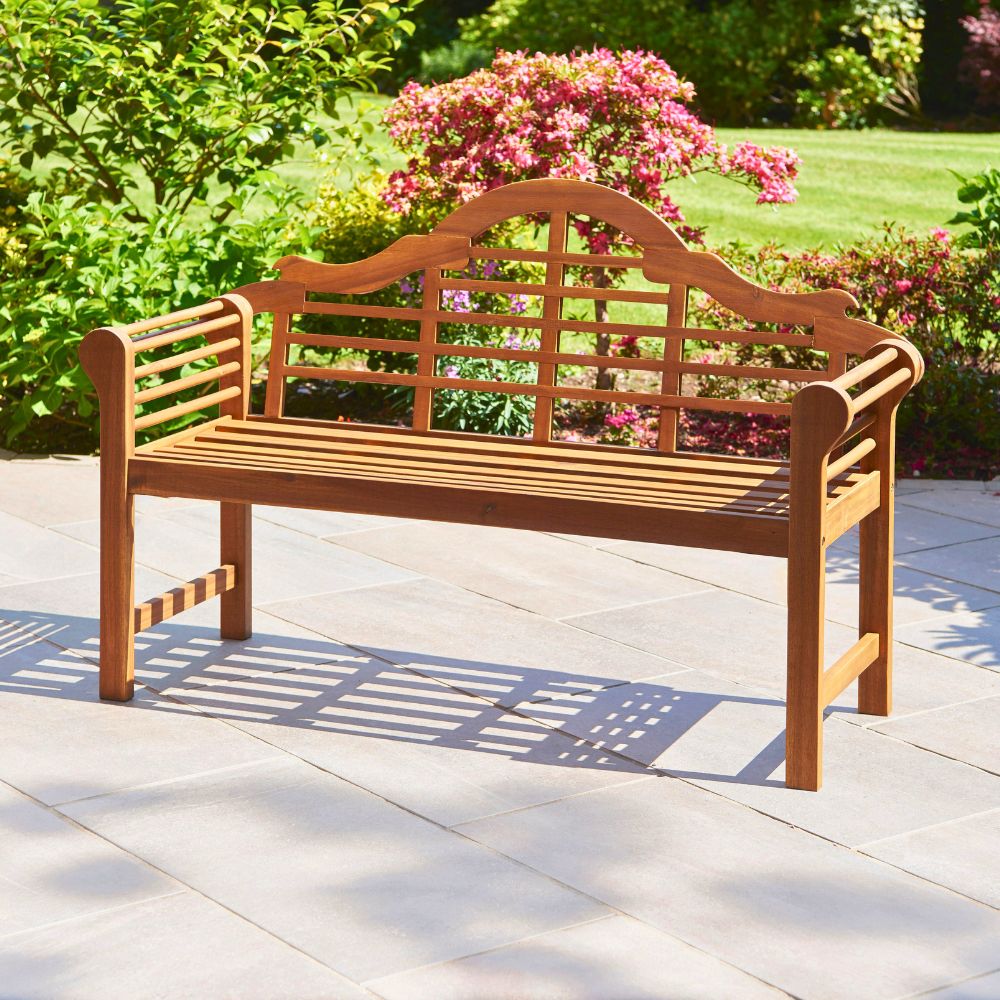 Lutyens Style Garden Bench – Sustainable Acacia Hardwood in Chestnut, White or Natural Finish