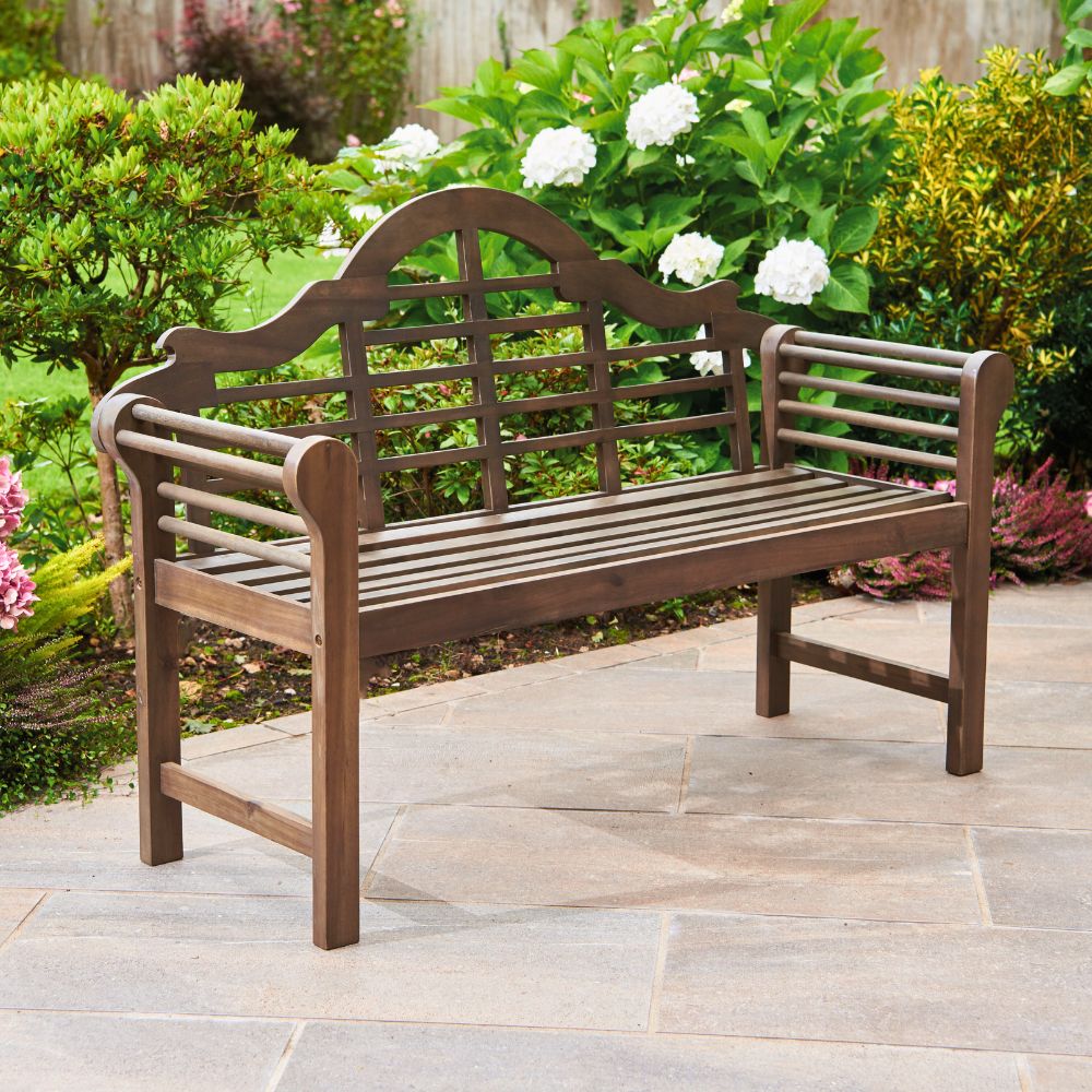 Lutyens Style Garden Bench – Sustainable Acacia Hardwood in Chestnut, White or Natural Finish