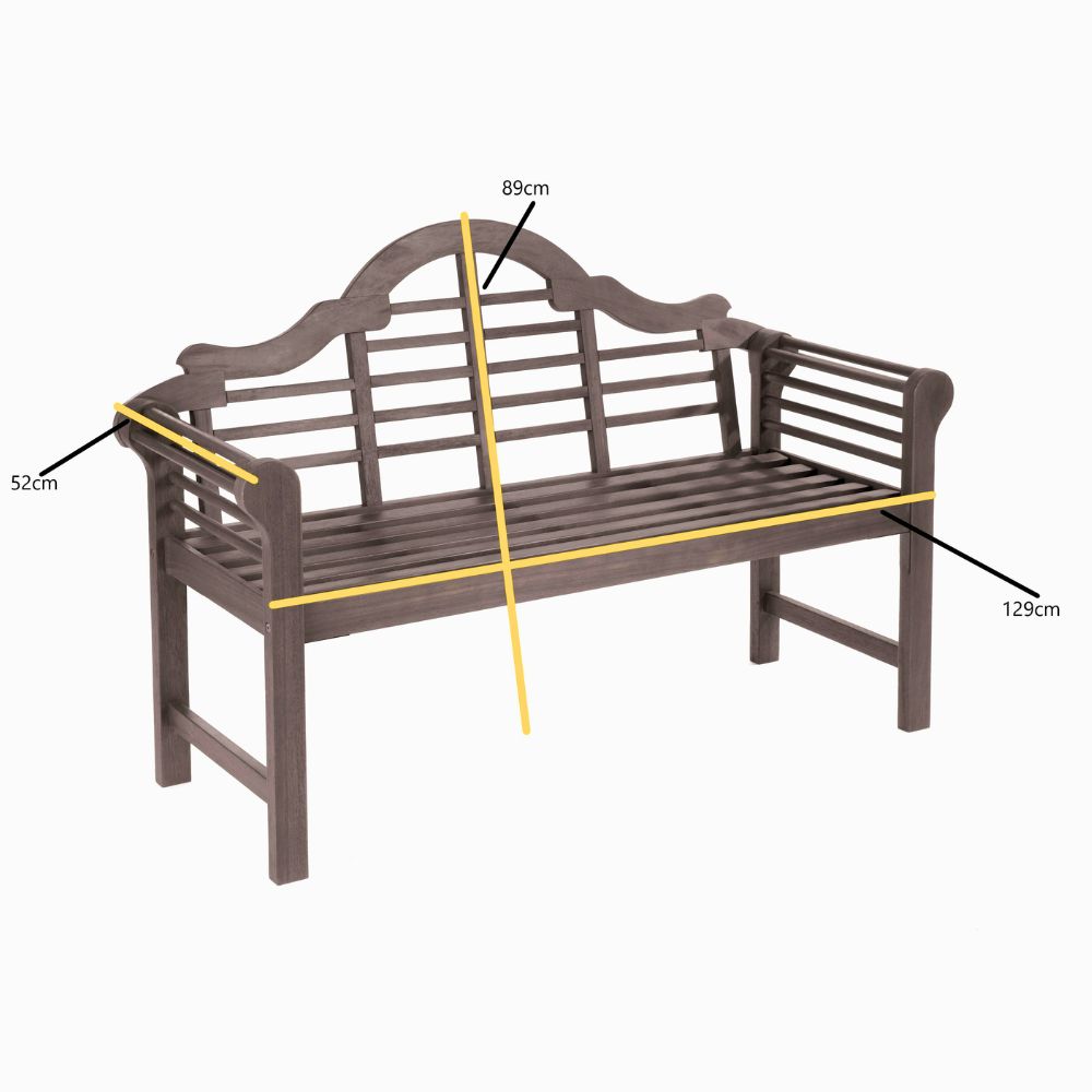 Lutyens Style Garden Bench – Sustainable Acacia Hardwood in Chestnut, White or Natural Finish