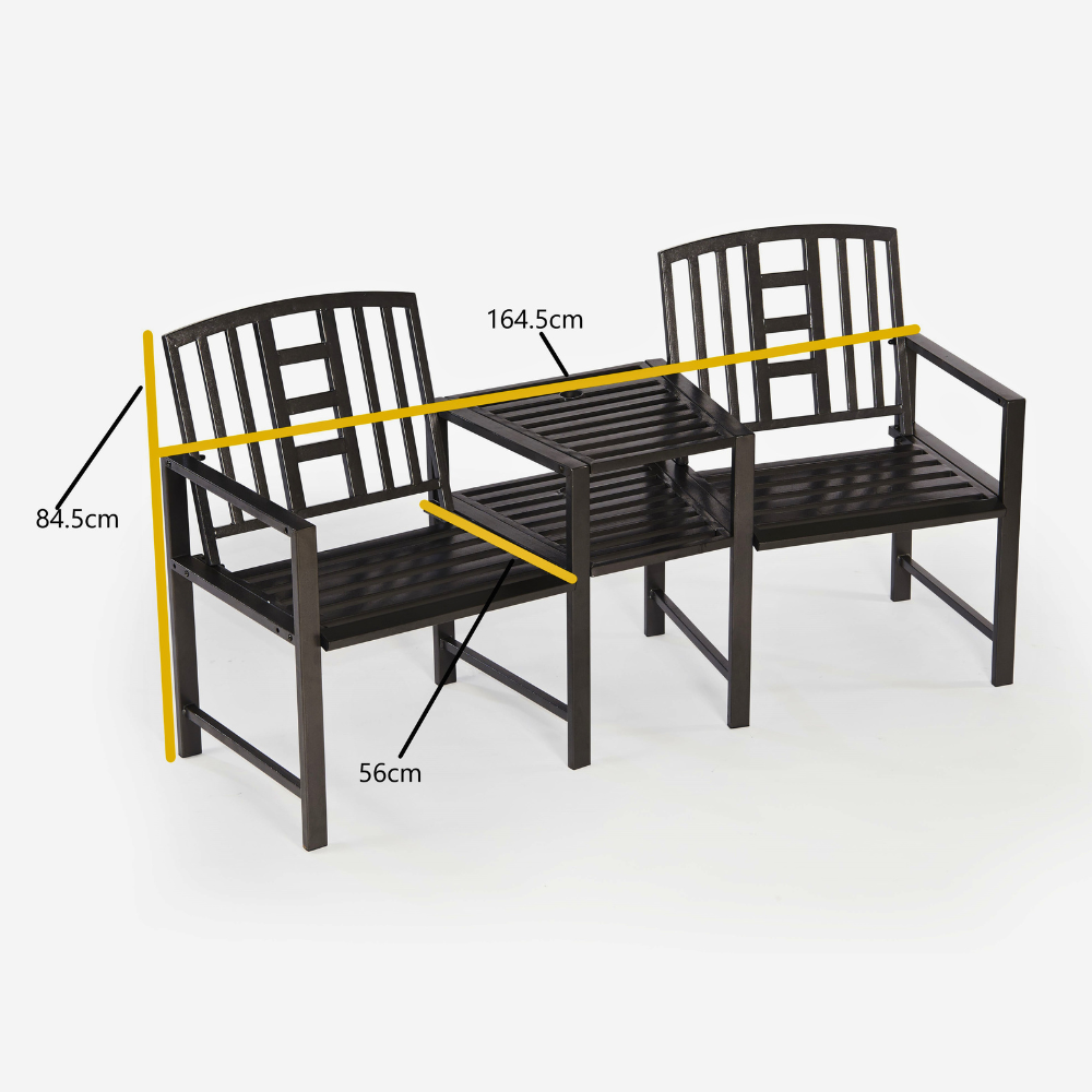 Hartlebury Rustic Bronze Duo Garden Bench with Central Table