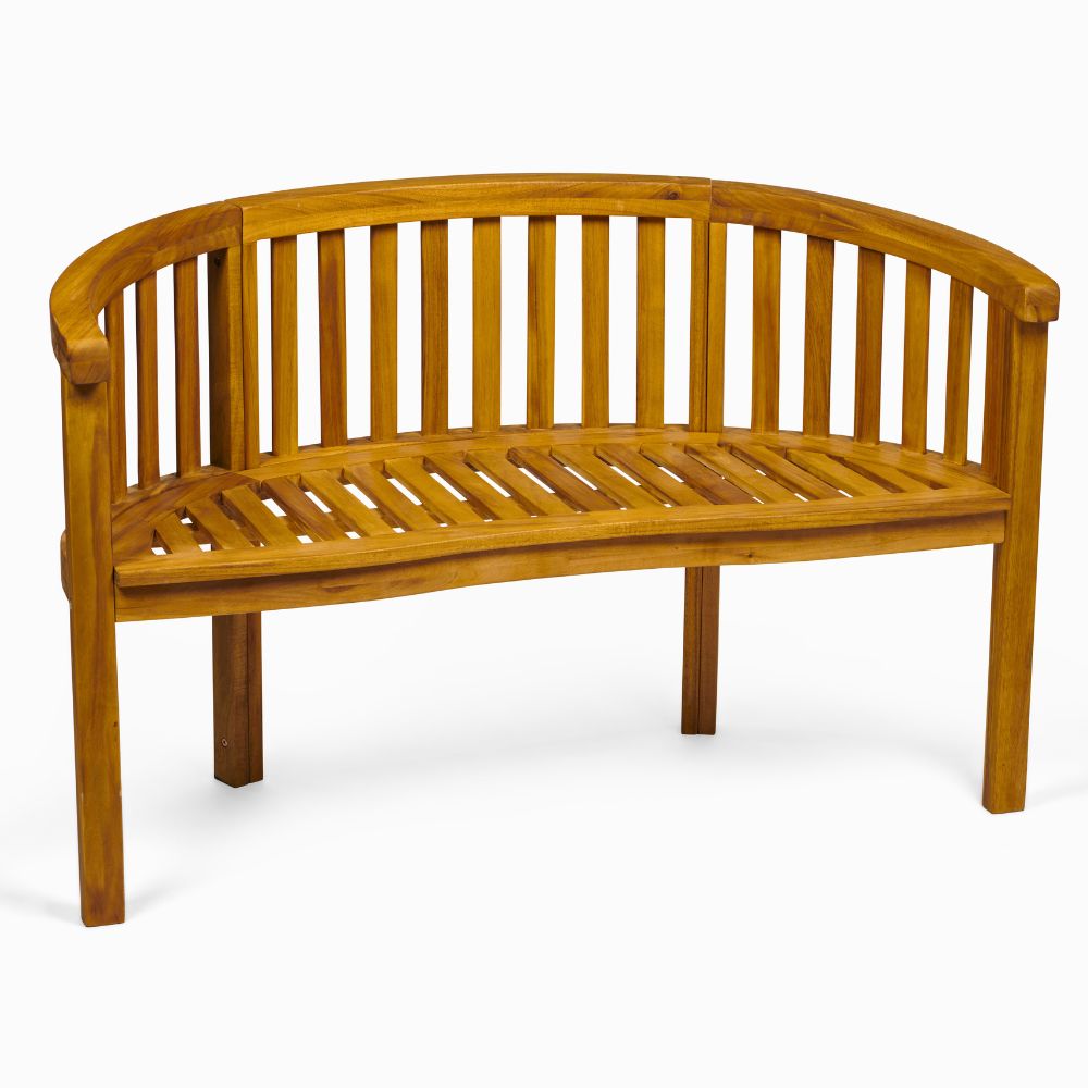 Greenhurst Woodfield Curved Garden Bench in Natural & Sage Green