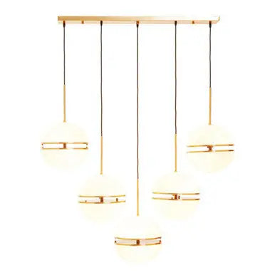 Abira Brushed Brass Finish 5 Ball Pendant Light
