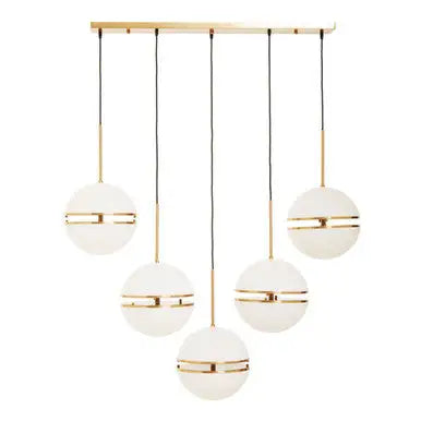 Abira Brushed Brass Finish 5 Ball Pendant Light