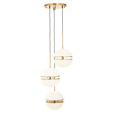 Abira Brushed Brass Finish Metal 3 Ball Pendant Light
