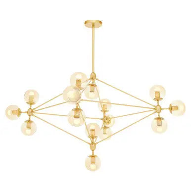 Abira Gold Finish 15 Arm Statement Pendant Light