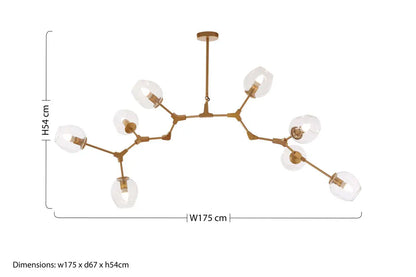 Abira Gold Finish Adjustable 8 Arm Statement Pendant Light